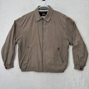 Weatherproof Jacket Mens Large Brown Microfiber Bomber Harrington Zip Coat L